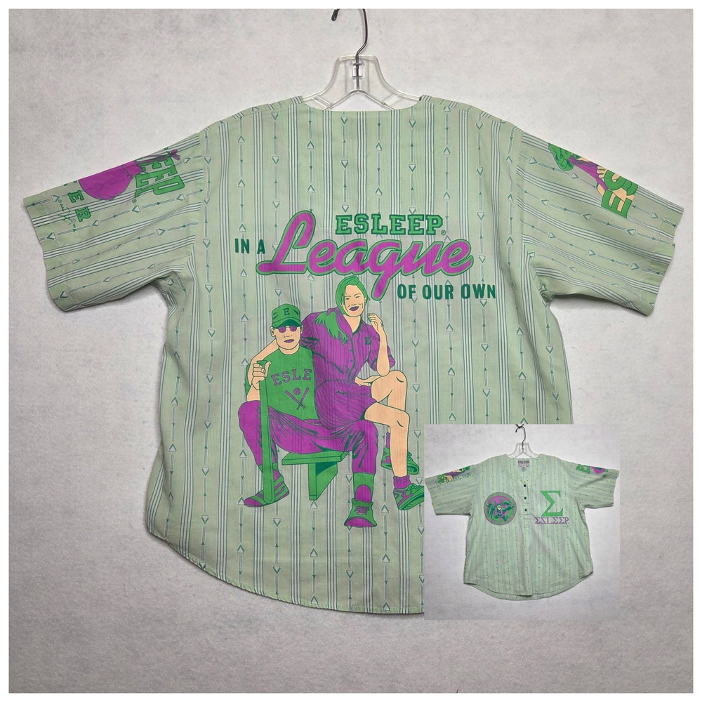 Vintage ESLEEP Boxer Jersey Shirt Bungy Jumping Baseball Oversized Size Small